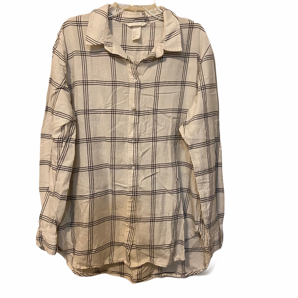 H&M Size 12 100% Cotton Long Sleeve Button Up Shir